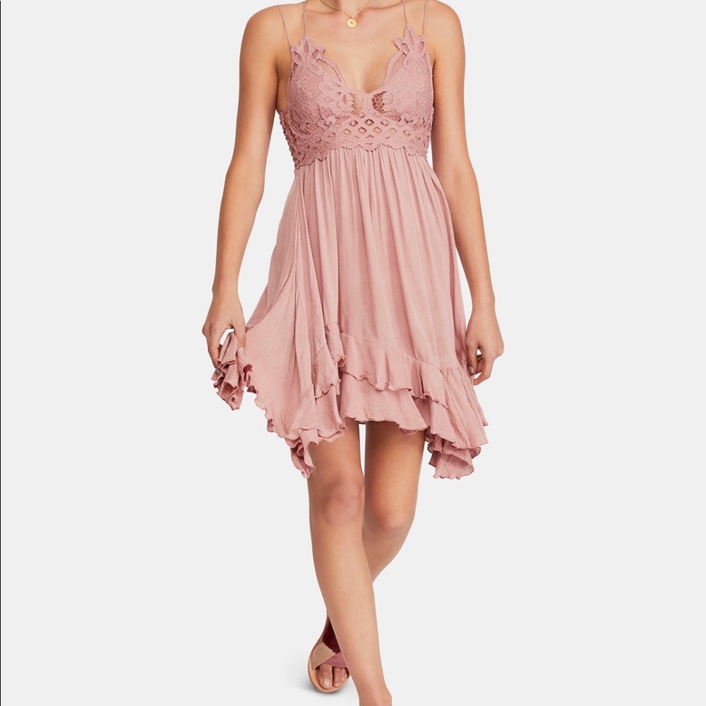 Free People Adella Lace Mini dress Rose L